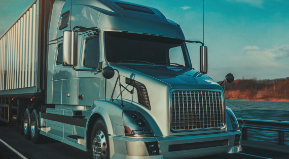 Truck driving on road